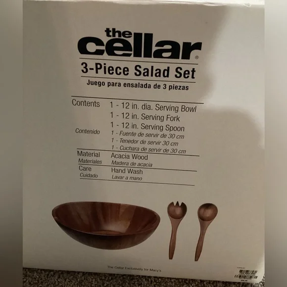New the Cellar , Acacia Wood 3 Piece Salad Set, Created for Macy's - Picture 9 of 10